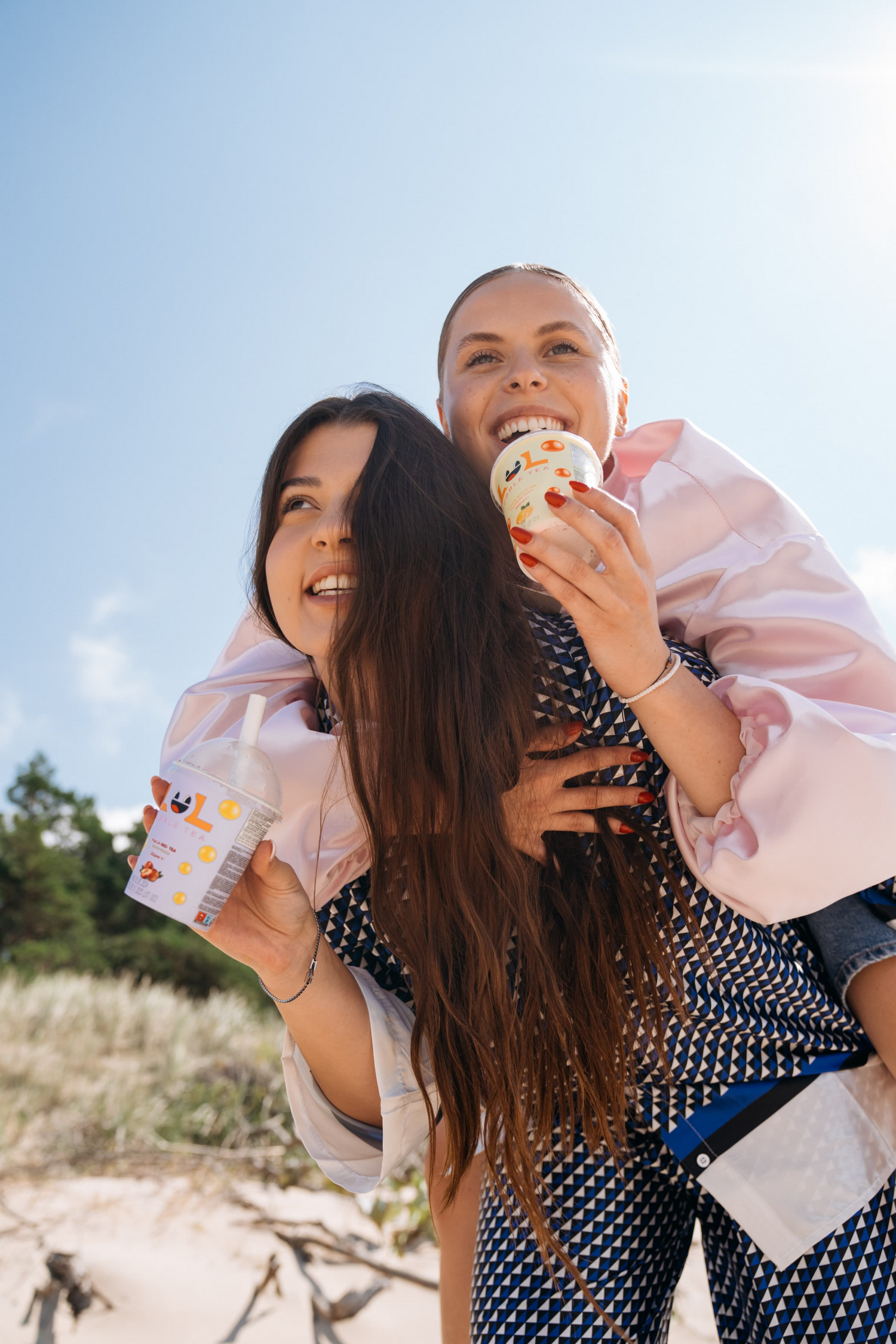 LOL Bubble Tea Two Girls On The Beach